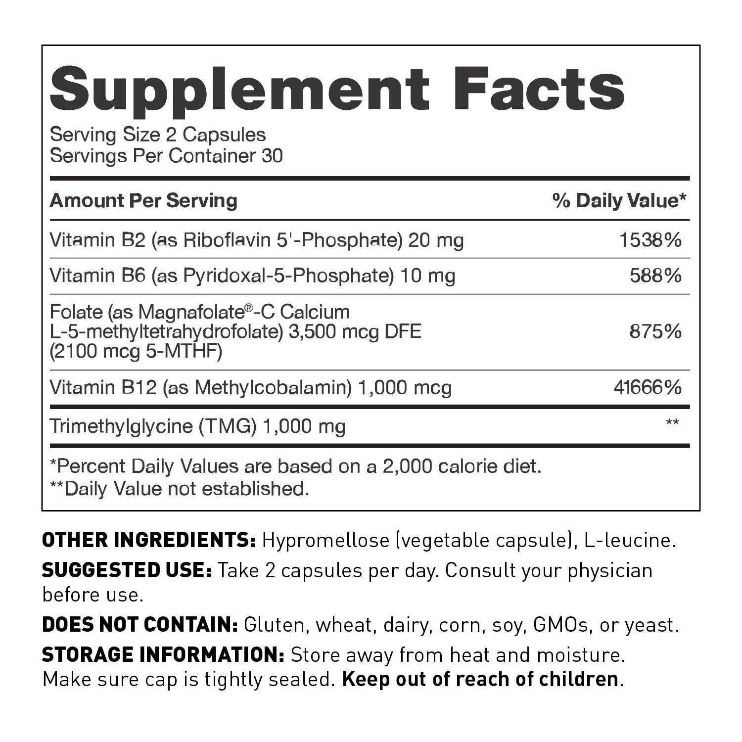 Methyl folate capsules to support MTHFR supplement facts - Amy Myers MD®