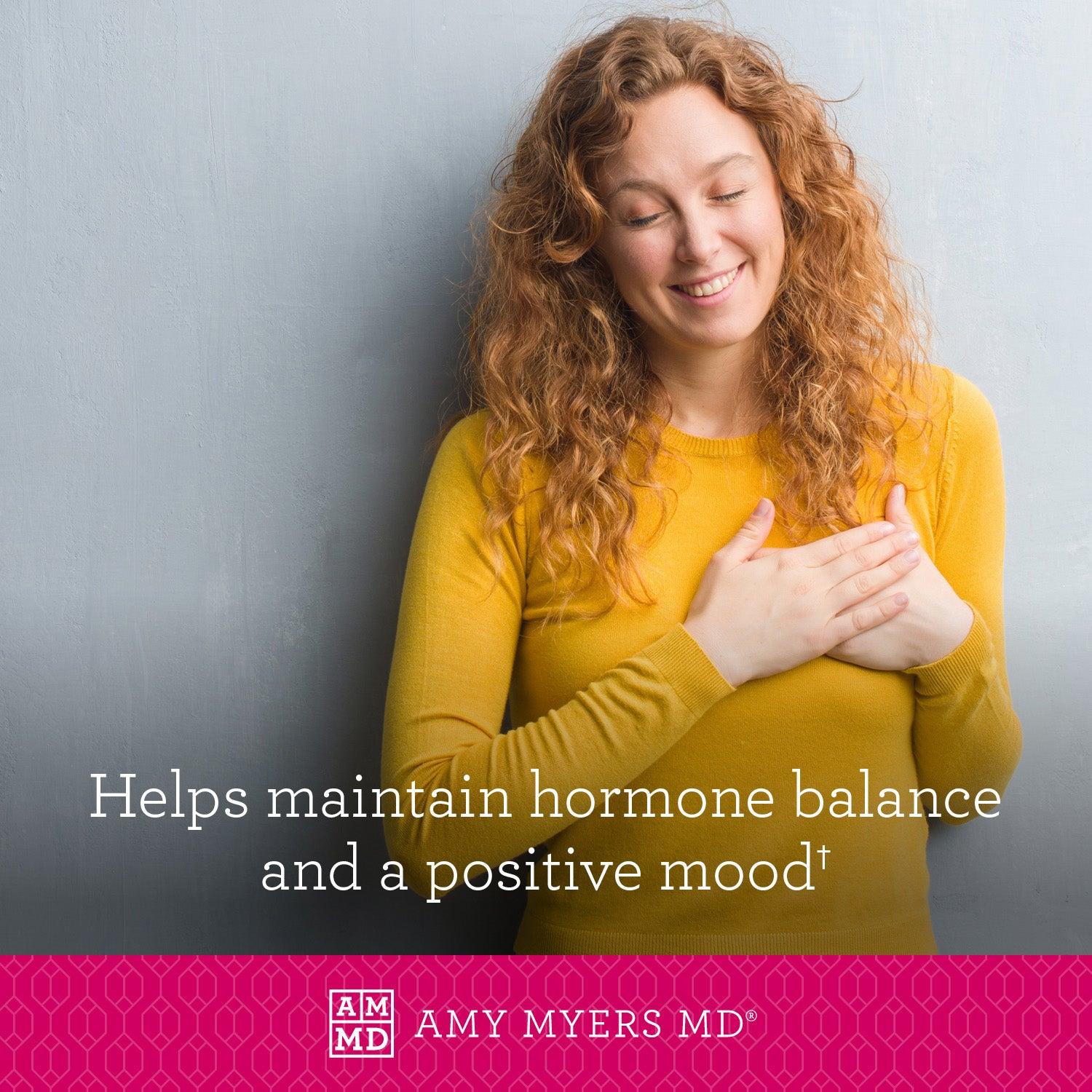Woman smiling - Vitamin D3 with K2 (MK7) Helps maintain hormone balance and a positive mood† - Amy Myers MD®
