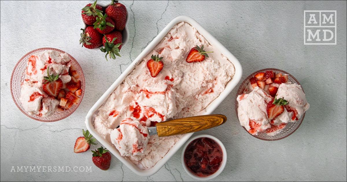 ice cream with strawberries - Strawberry Swirl Ice Cream - Amy Myers MD®