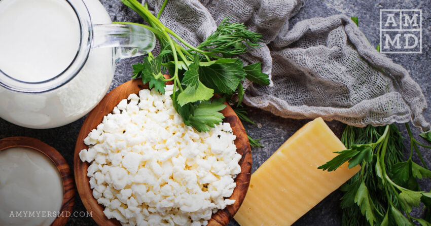 Milk, Fresh Cheese Crumbles, Aged Cheese Block - The Dangers of Dairy - Amy Myers MD®