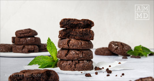 Stack of Peppermint Mocha Crinkle Cookies - Amy Myers MD®