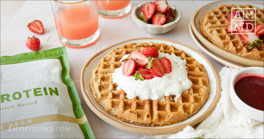 Tigernut waffles on plate - Tigernut Protein Waffles - Amy Myers MD®