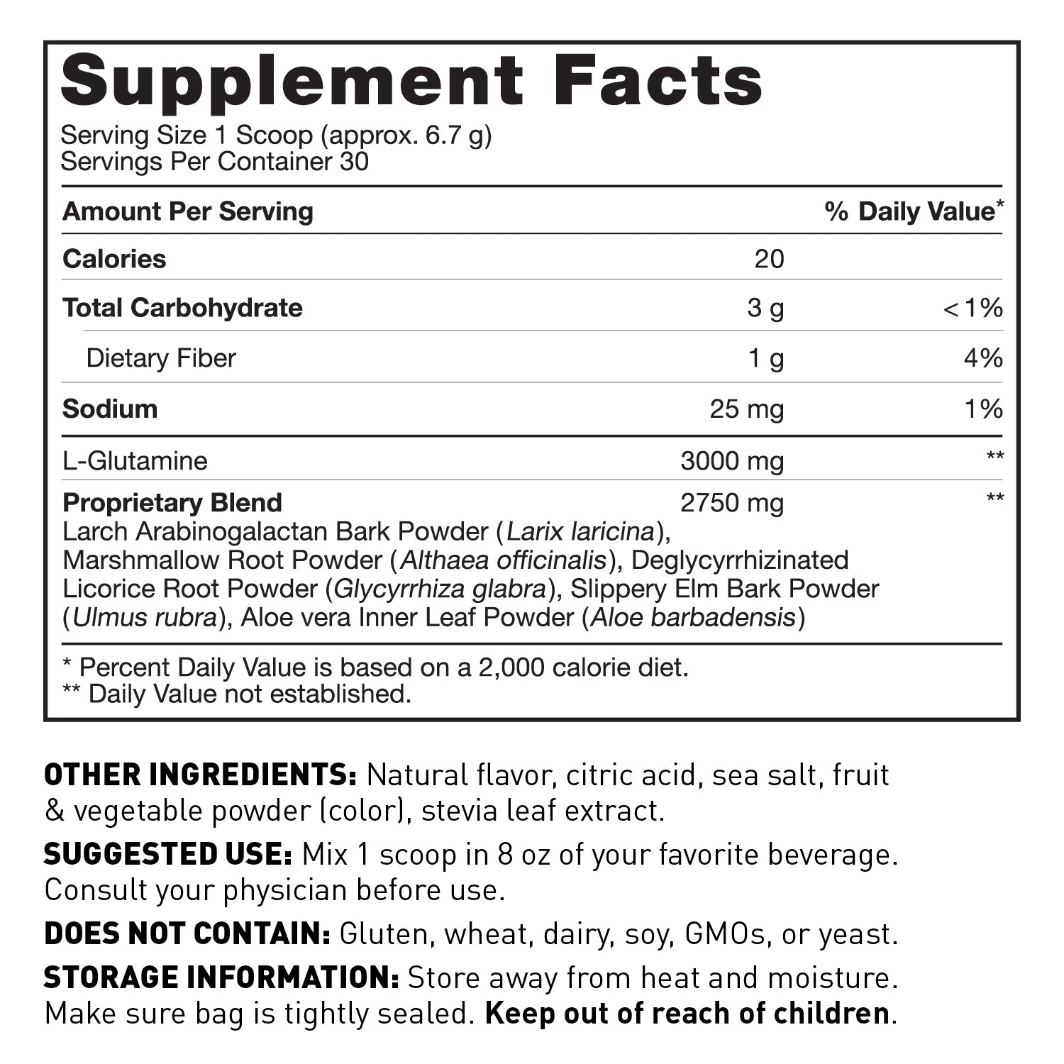 Leaky gut revive - Strawberry Lemonade supplement facts