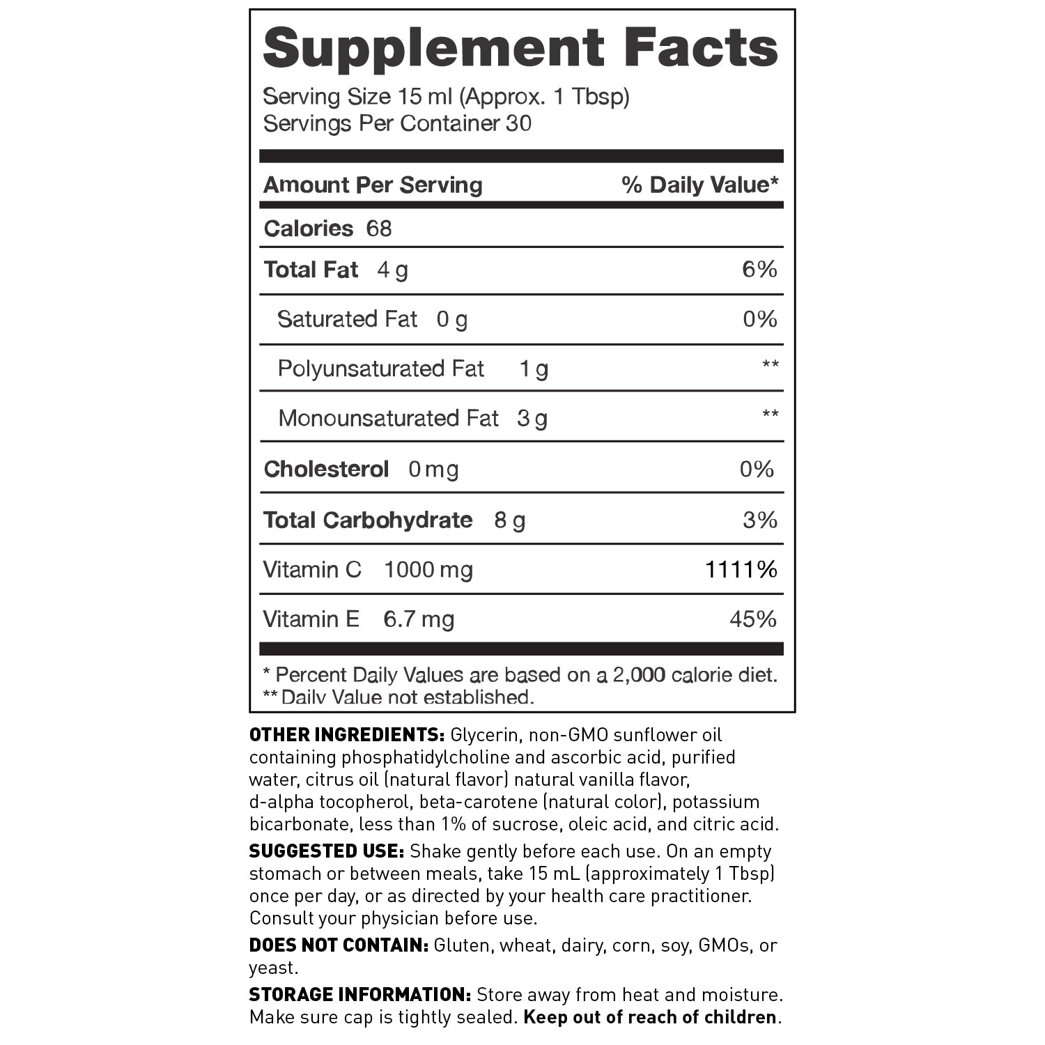 Liposomal Vitamin C - Supplement Facts - Amy Myers MD®