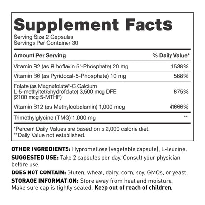 Methyl folate capsules to support MTHFR supplement facts - Amy Myers MD®