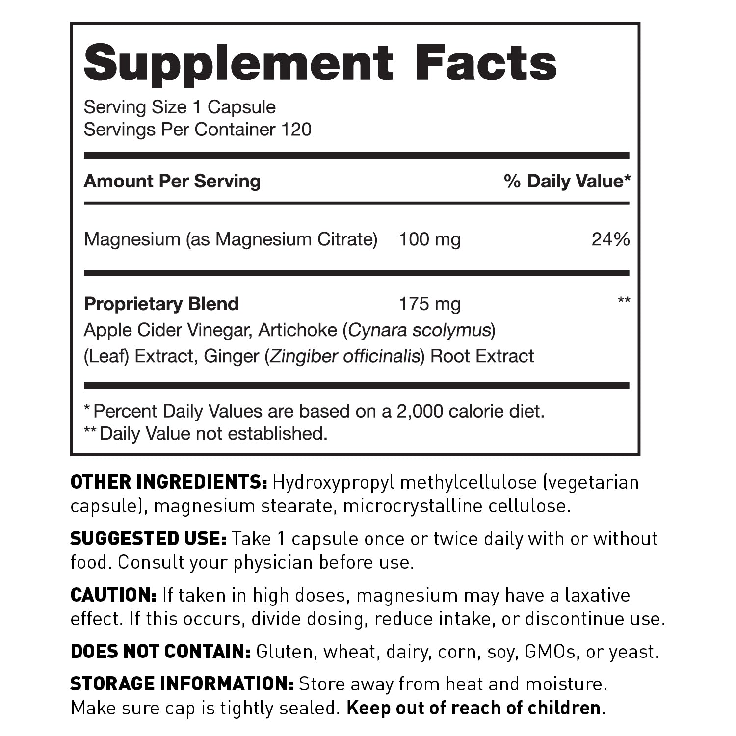 Colon Comfort Supplement Facts