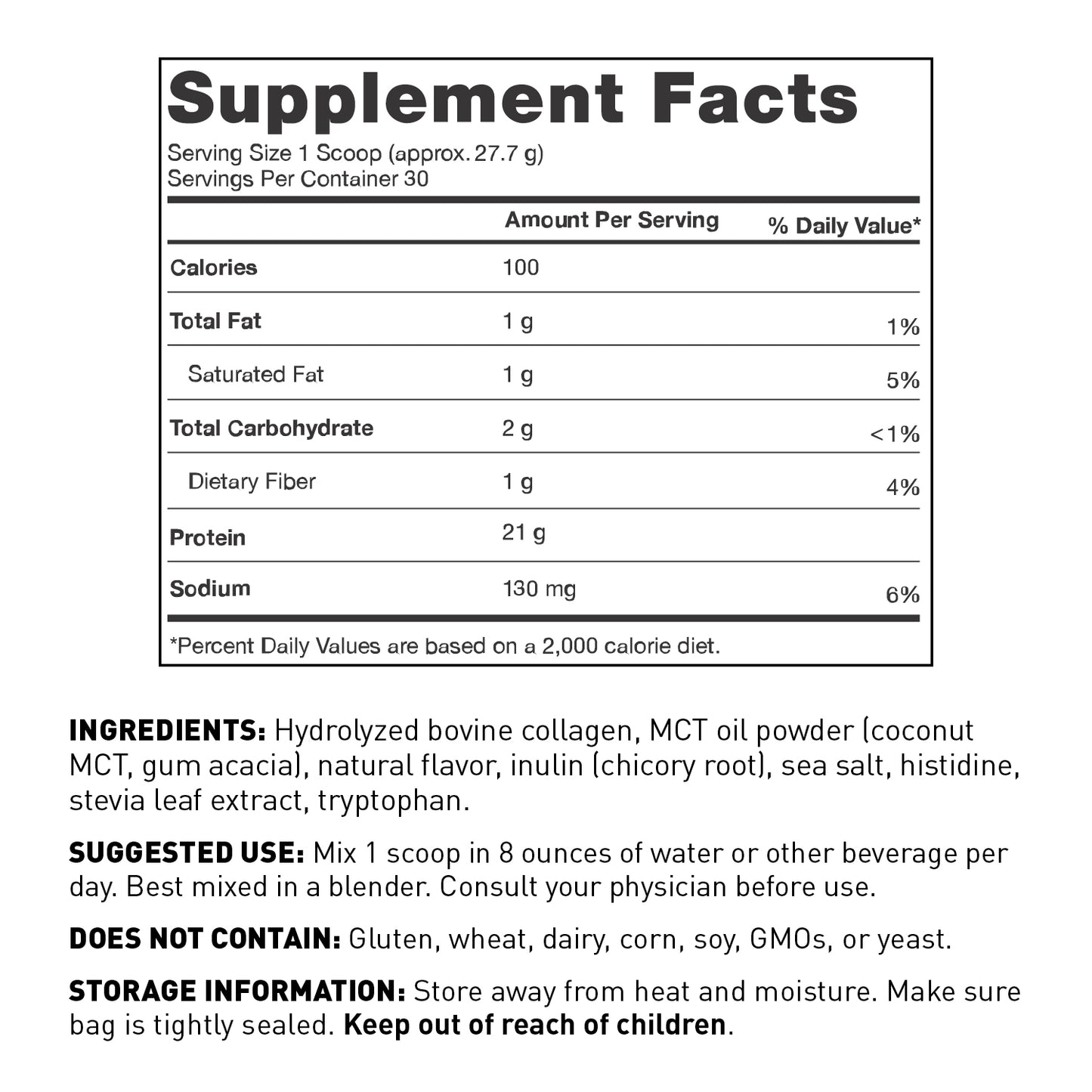 Paleo Protein powder - Salted caramel - supplement facts - Amy Myers MD®