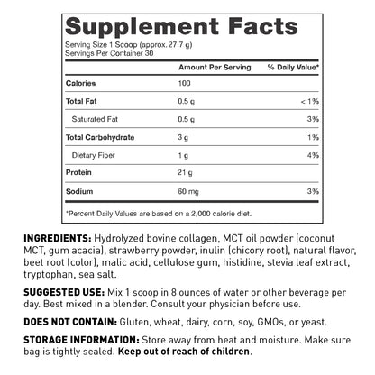 Paleo Protein Powder - Strawberries & cream - Supplement Facts - Amy Myers MD®