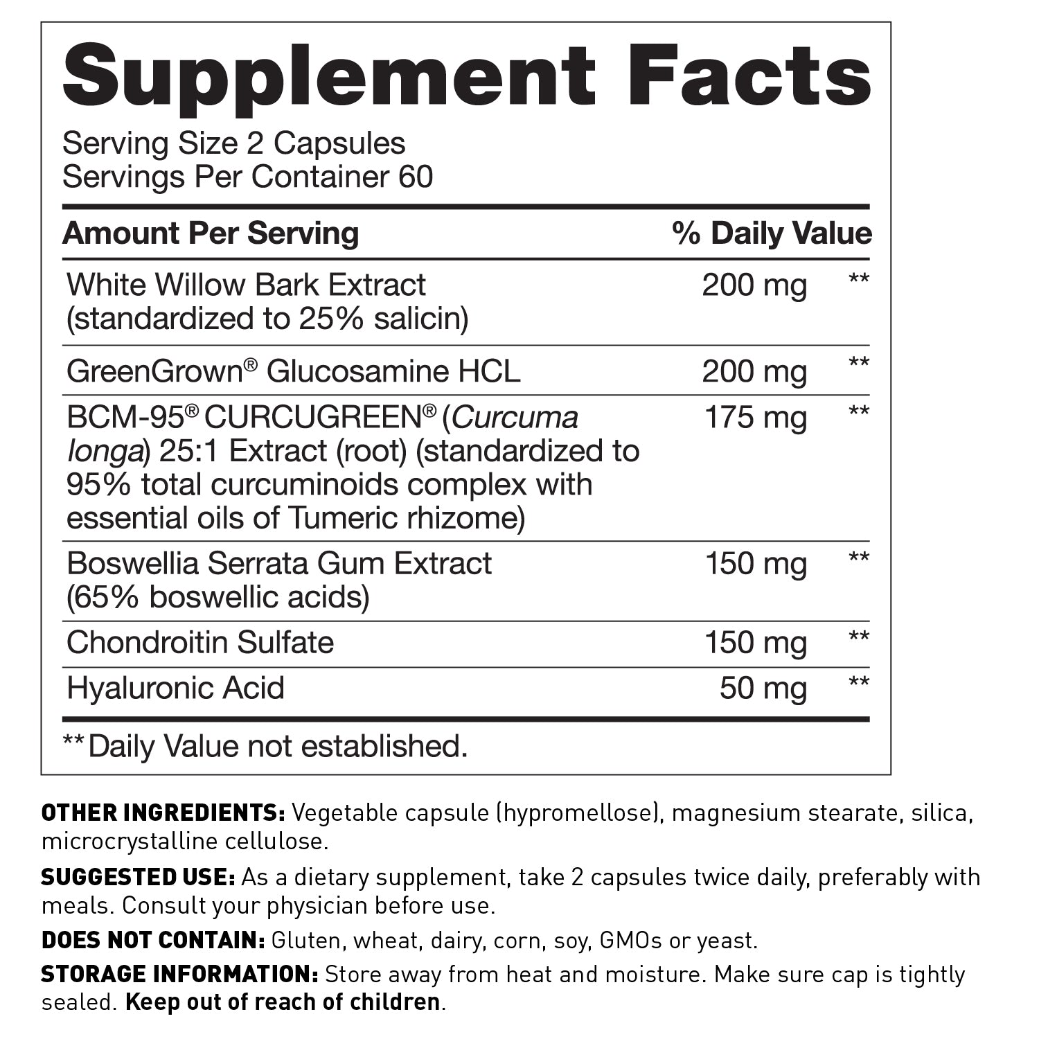 SynoComplete™ Joint Support for Joint Health - Supplement facts - Amy Myers MD®