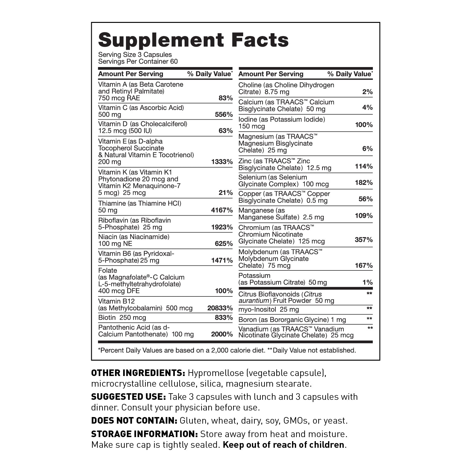 The Myers Way® Multivitamin supplement facts - Amy Myers MD®